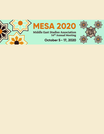 MESA 2020 - Middle East Studies Association Of North America