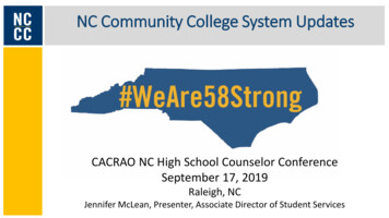 NC Community College System Updates - CACRAO