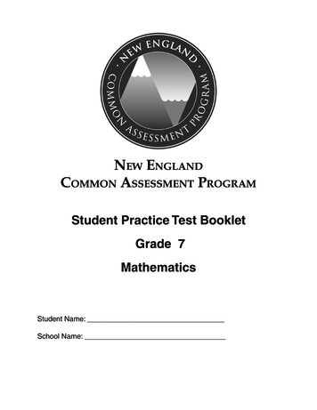 Student Practice Test Booklet Grade 7 Mathematics