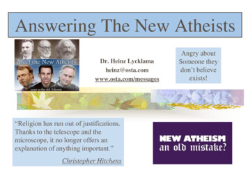 Answering The New Atheists - Apologetics Forum