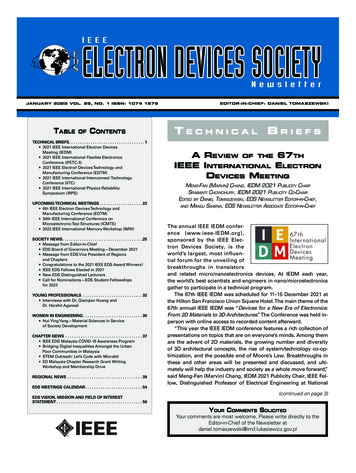 A Review Of The 67th Ieee InteRnAtionAl ElectRon Devices M