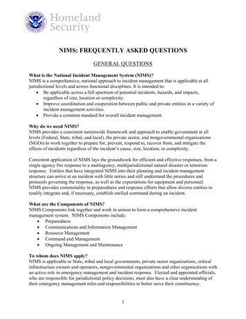 NIMS: FREQUENTLY ASKED QUESTIONS