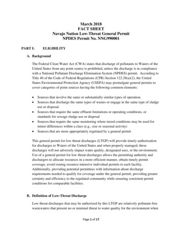 NPDES Permit Fact Sheet: General Permit For Low Threat Discharges On .