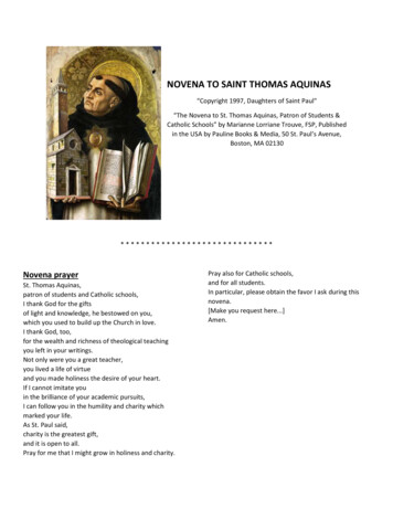 NOVENA TO SAINT THOMAS AQUINAS - St. Michael Indian School