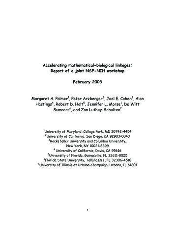 Accelerating Mathematical-biological Linkages: Report Of A Joint NSF .
