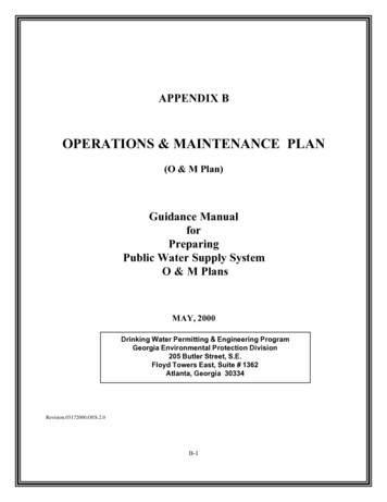 OPERATIONS & MAINTENANCE PLAN - Environmental Protection Division