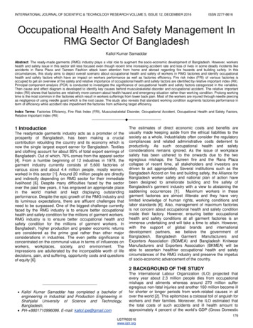 Occupational Health And Safety Management In RMG Sector Of Bangladesh