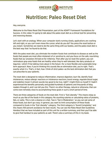 Nutrition: Paleo Reset Diet