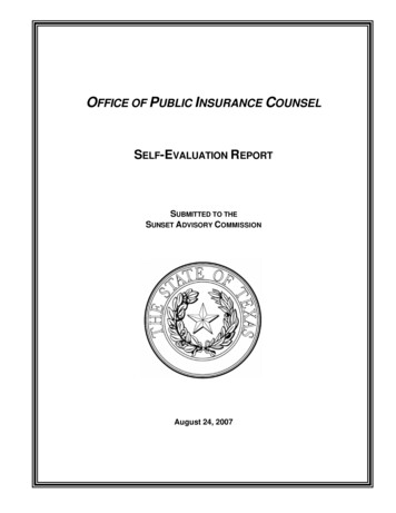 OFFICE OF PUBLIC INSURANCE COUNSEL - Texas
