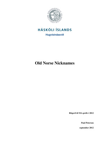 Old Norse Nicknames - Skemman
