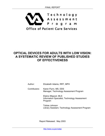 OPTICAL DEVICES FOR ADULTS WITH LOW VISION - Veterans Affairs