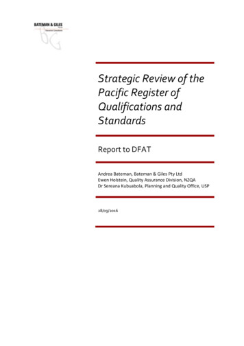 Strategic Review Of The Pacific Register Of Qualifications And .