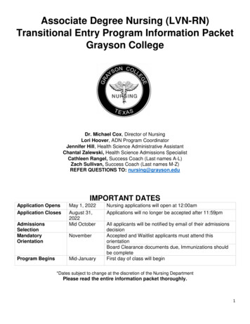 Associate Degree Nursing (LVN-RN) Transitional Entry Program .