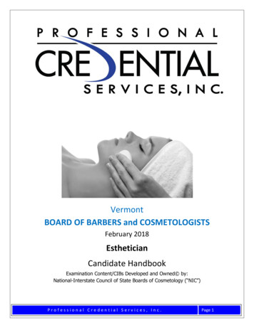 Vermont BOARD OF BARBERS And COSMETOLOGISTS