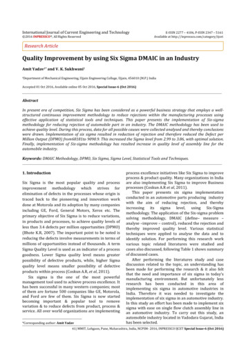 Quality Improvement By Using Six Sigma DMAIC In An Industry