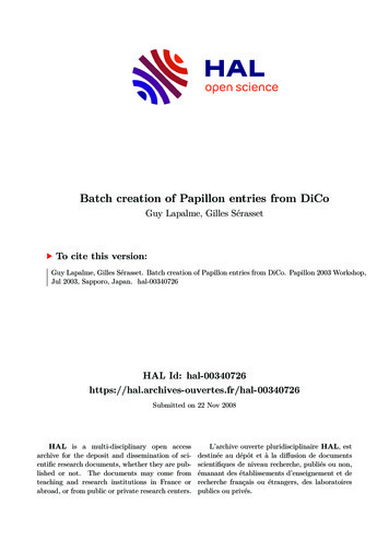 Batch Creation Of Papillon Entries From DiCo - Accueil