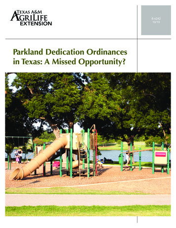 Parkland Dedication Ordinances In Texas: A Missed Opportunity