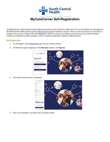 MyCareCorner Self-Registration - South Central Health ND