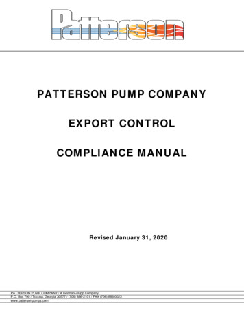 Patterson Pump Company Export Control Compliance Manual