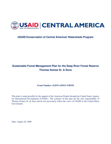 USAID/Conservation Of Central American Watersheds Program Sustainable .