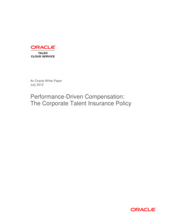 Performance-Driven Compensation: The Corporate Talent . - Oracle