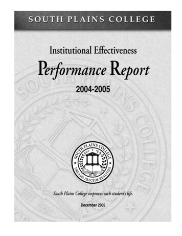 Institutional Eﬀectiveness Performance Report