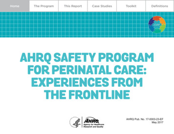 AHRQ Safety Program For Perinatal Care: Experiences From The Frontline