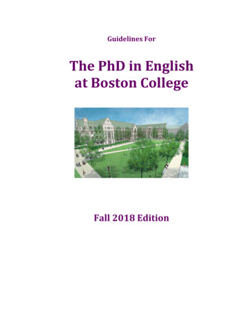 At Boston College The PhD In English