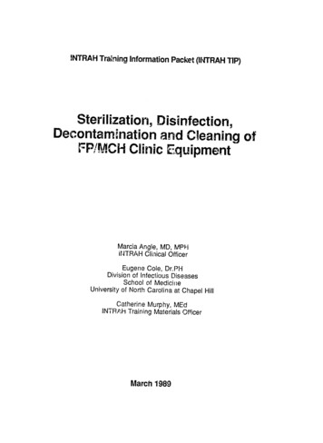 Sterilization, Disinfection, Decontamination And Cleaning Of FP/MCH .