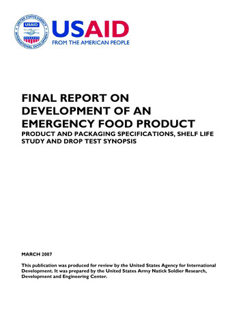FINAL REPORT ON DEVELOPMENT OF AN EMERGENCY FOOD 