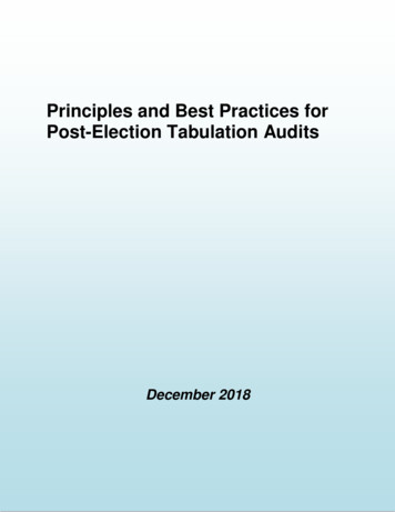 Principles And Best Practices For Post-Election Tabulation Audits