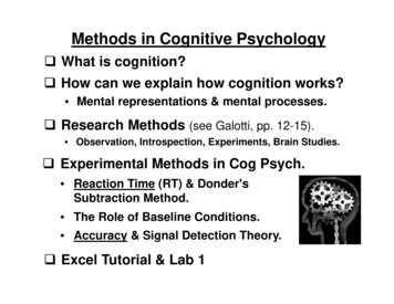 Methods In Cognitive Psychology - University Of North .