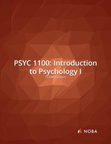 PSYC 1100: Introduction To Psychology I