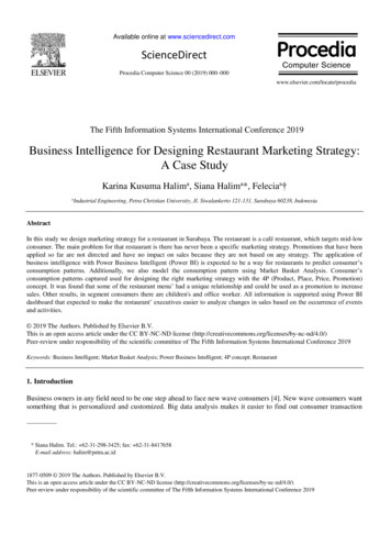 Business Intelligence For Designing Restaurant Marketing Strategy: A .