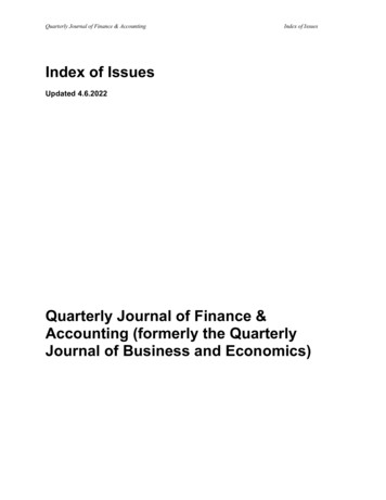 Index Of Issues - Creighton University