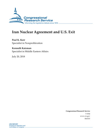 Iran Nuclear Agreement And U.S. Exit