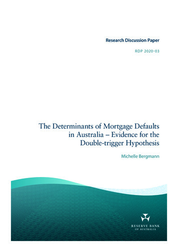 The Determinants Of Mortgage Defaults In Australia - Evidence For The .