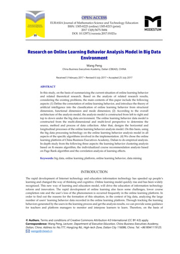 Research On Online Learning Behavior Analysis Model In Big .