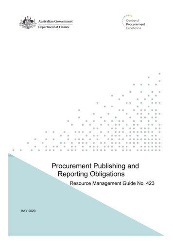 RMG 423 - Procurement Publishing And Reporting Obligations