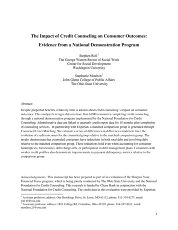 The Impact Of Credit Counseling On Consumer Outcomes: Evidence From A .