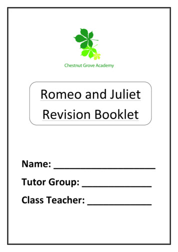 Romeo And Juliet Booklet - Chestnut Grove Academy