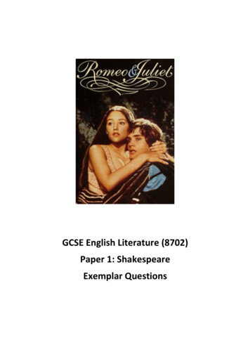 GCSE English Literature (8702) Paper 1: Shakespeare .