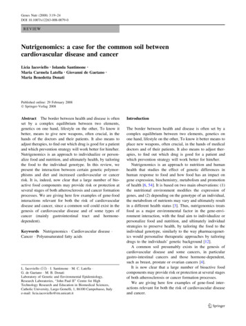 Nutrigenomics: A Case For The Common Soil Between Cardiovascular .