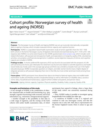 Cohort Profile: Norwegian Survey Of Health And Ageing (NORSE)