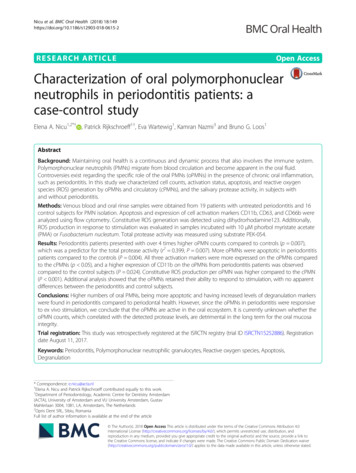 Characterization Of Oral Polymorphonuclear Neutrophils In Periodontitis .