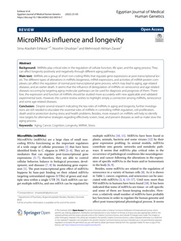 MicroRNAs Influence And Longevity - Jmhg.springeropen 
