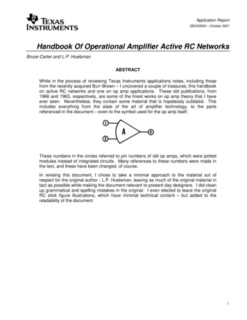 'Handbook Of Operational Amplifier Active RC Networks'