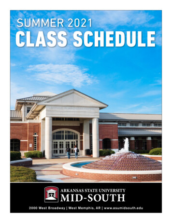 SUMMER 2021 CLASS SCHEDULE - Arkansas State University Mid-South
