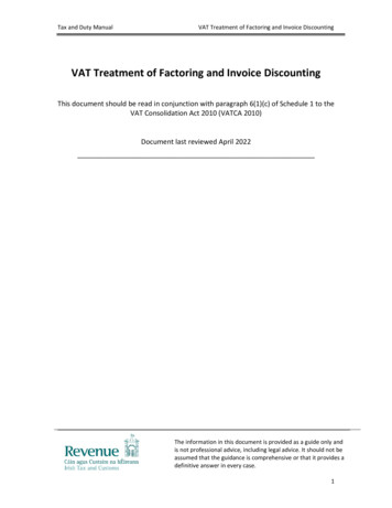VAT Treatment Of Factoring And Invoice Discounting . - Revenue