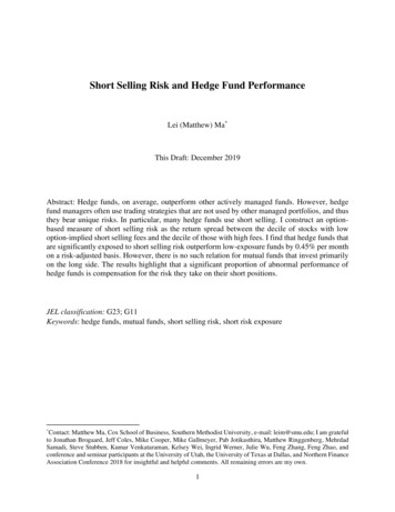 Short Selling Risk And Hedge Fund Performance